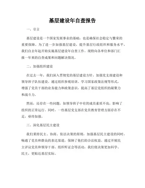 基层建设年自查报告