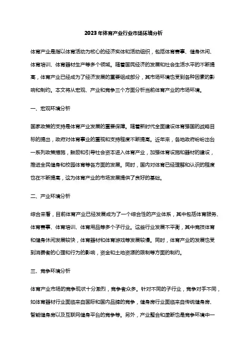 2023年体育产业行业市场环境分析