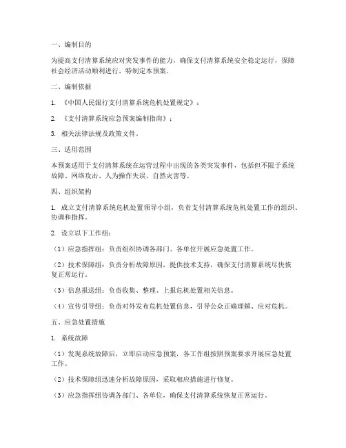 支付清算系统危机处置预案
