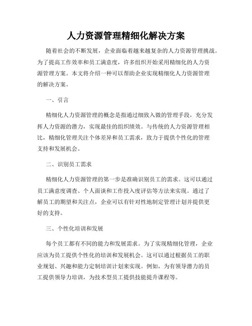人力资源管理精细化解决方案