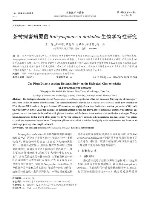 茶树病害病原菌Botryosphaeria_dothidea_生物学特性研究
