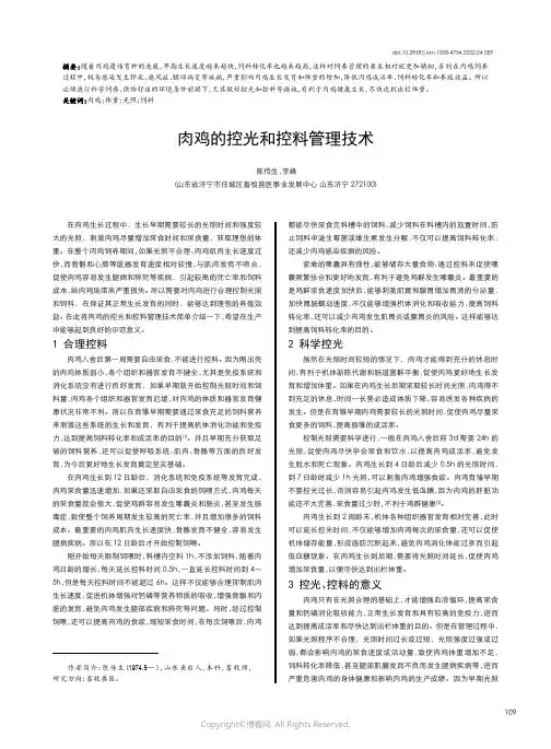 肉鸡的控光和控料管理技术