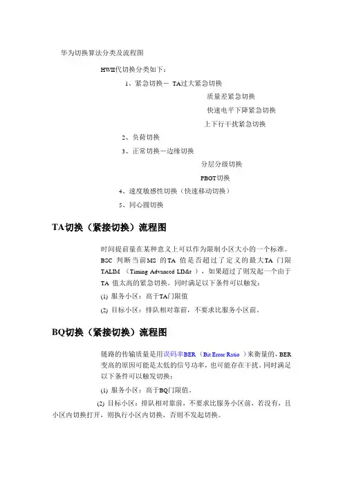 华为切换算法分类及流程图