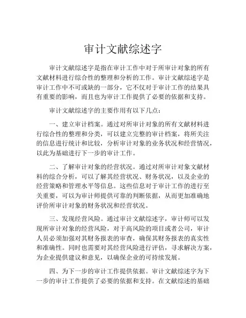 审计文献综述字