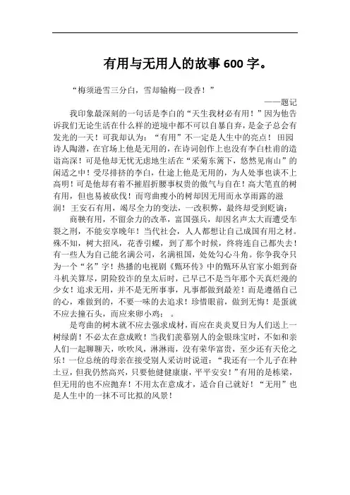 有用与无用人的故事600字。