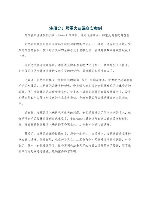 注册会计师重大遗漏真实案例