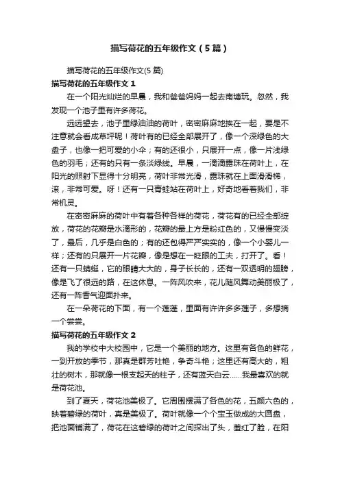 描写荷花的五年级作文（5篇）