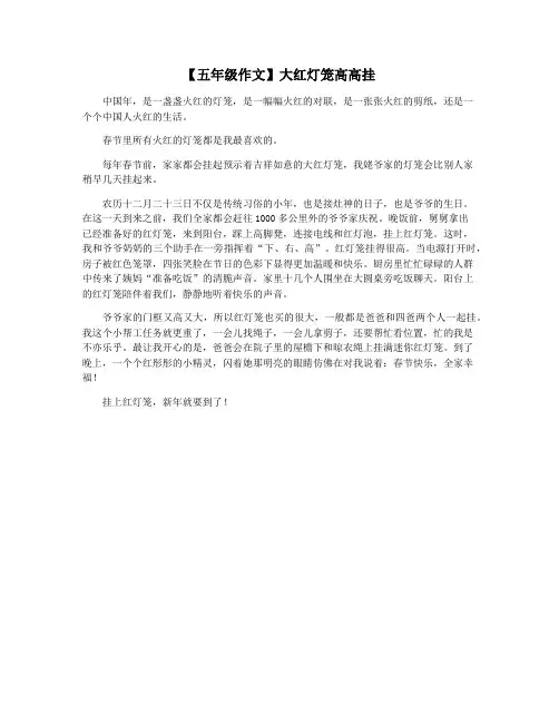 【五年级作文】大红灯笼高高挂