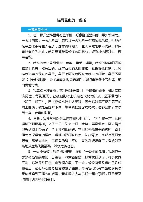描写昆虫的一段话精选