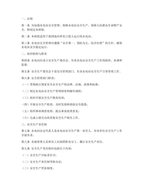 水电站安全运行管理制度
