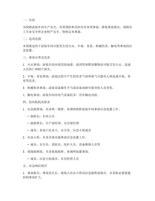 涂装车间事故应急预案