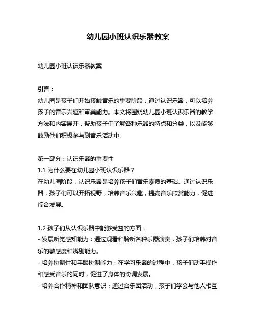 幼儿园小班认识乐器教案
