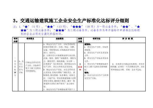 交通运输建筑施工企业安全生产标准化达标评分细则