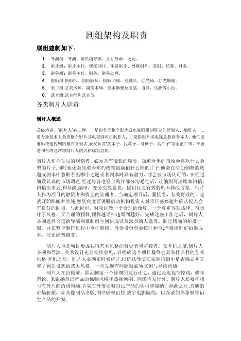 剧组架构及职责