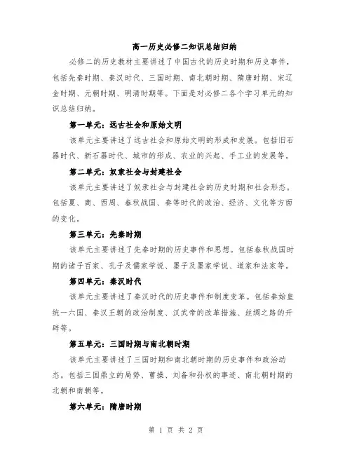 高一历史必修二知识总结归纳 (2)