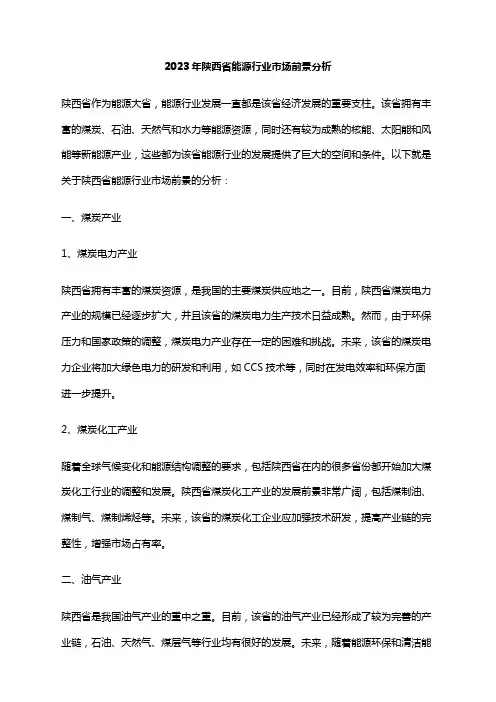 2023年陕西省能源行业市场前景分析