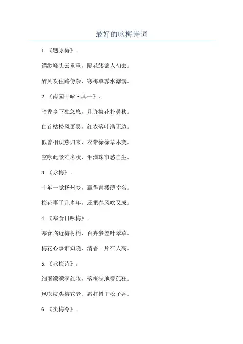 最好的咏梅诗词