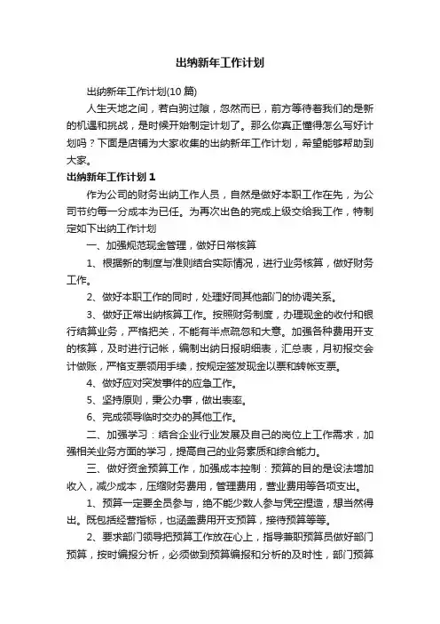 出纳新年工作计划