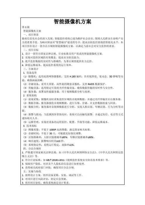 智能摄像机方案