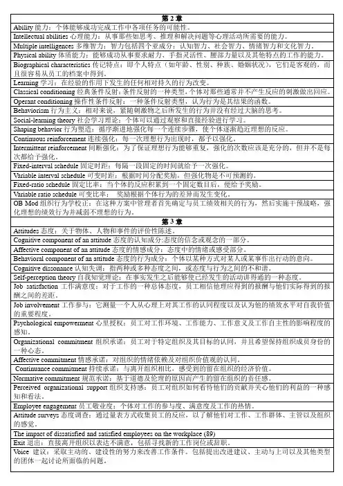 组织行为学名词解释(不完整版)