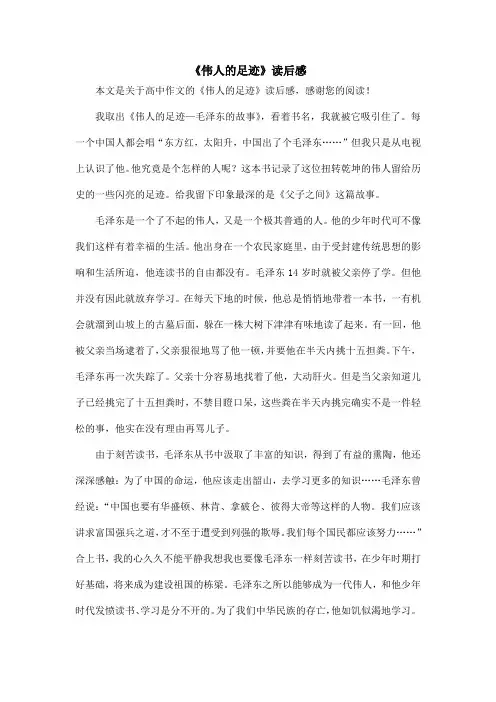 《伟人的足迹》读后感_高中作文