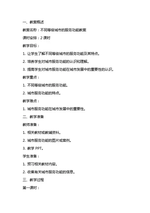 不同等级城市的服务功能教案
