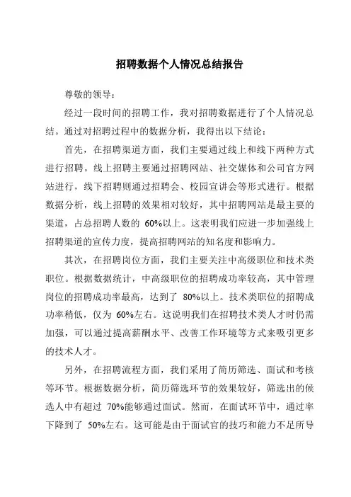 招聘数据个人情况总结报告