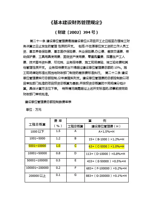 《基本建设财务管理规定》(财建〔2002〕394号)
