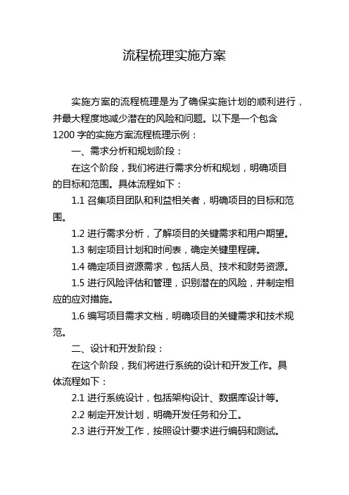 流程梳理实施方案