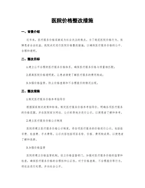 医院价格整改措施