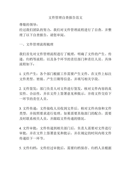 文件管理自查报告范文