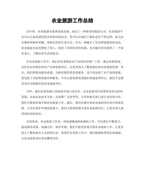农业旅游工作总结