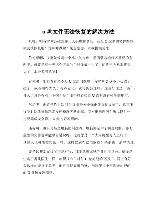 u盘文件无法恢复的解决方法