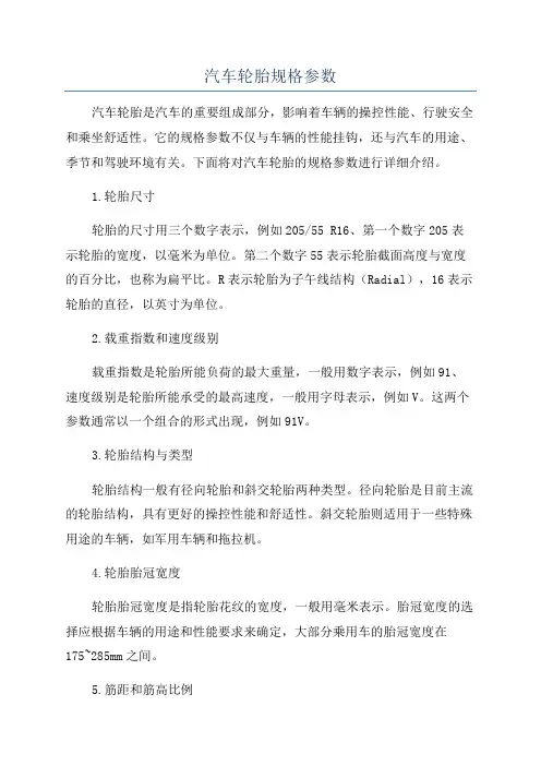 汽车轮胎规格参数