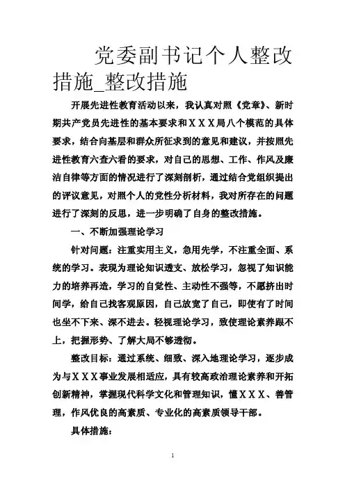 党委副书记个人整改措施_整改措施