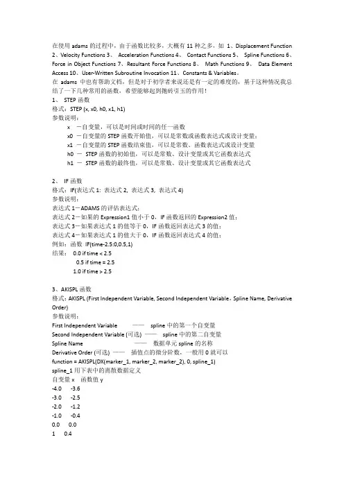 ADAMS常用函数