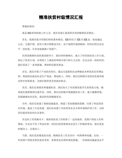 精准扶贫村级情况汇报
