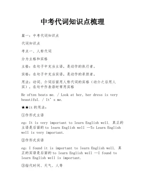 中考代词知识点梳理