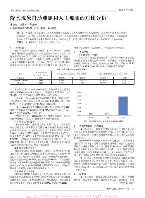 降水现象自动观测和人工观测的对比分析