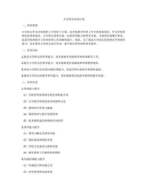 小学组长培训计划