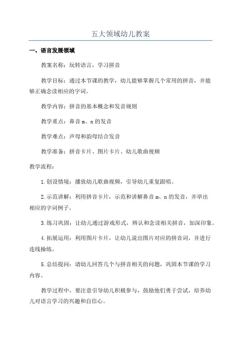五大领域幼儿教案