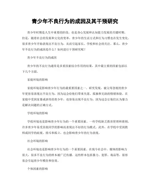 青少年不良行为的成因及其干预研究