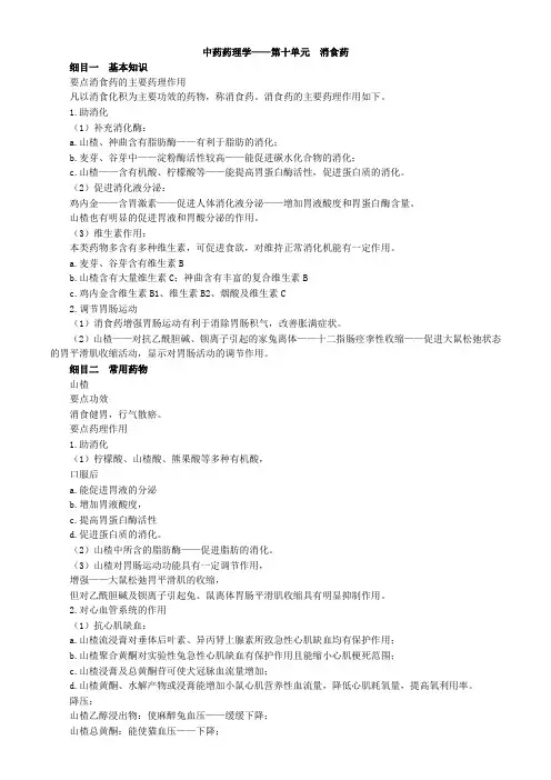 中药药理学——第十单元 消食药