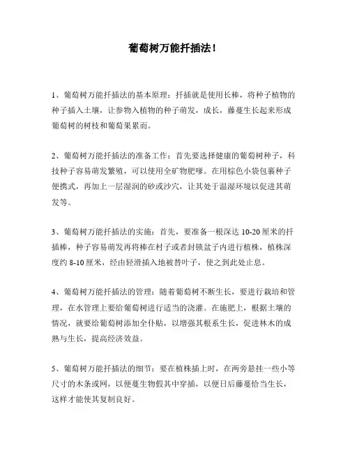 葡萄树万能扦插法!