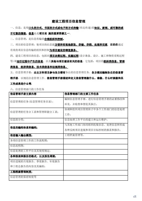 建设工程项目信息管理
