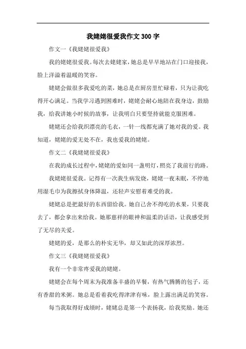 我姥姥很爱我作文300字