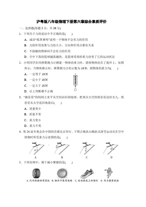 沪粤版八年级物理下册第六章综合素质评价 附答案