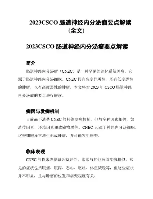 2023CSCO肠道神经内分泌瘤要点解读(全文)
