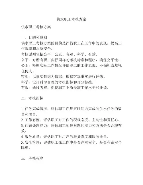 供水职工考核方案