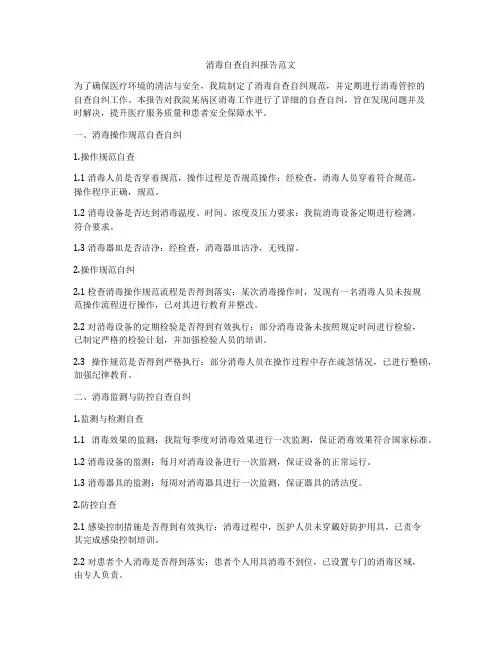 消毒自查自纠报告范文